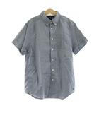 カジュアルシャツ 半袖 チェック柄 ロゴ刺繍 14-16 青 ブルー 白 ホワイト 323652587001 /KU