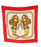 エルメス HERMES カレ90 BRIDES de GALA スカーフ ベージュ 白 ホワイト 赤 レッド /AN46 ●D ■OH