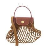 ロンシャン LONGCHAMP ルプリアージュフィレ 2WAY ハンドバッグ ワンハンドル ショルダーバッグ メッシュ 編み込み ワンカラー 茶 ブラウン /BB