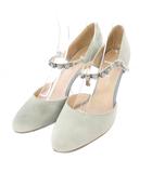 銀座かねまつ GINZA Kanematsu パンプス スエード ストラップ ビジュー 24.5cm D 水色 /TK