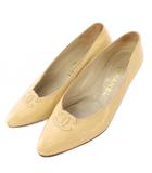 シャネル CHANEL パンプス アーモンドトゥ ローヒール レザー ロゴ ココマーク ワンカラー 36.5 ベージュ /BB