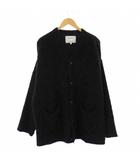 ニットカーディガン 長袖 アルパカ混 XL 黒 /KH