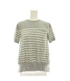 サカイ sacai ニット カットソー 1 グレー 白 ホワイト ボーダー 半袖 17-02985 /YM