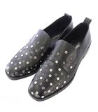 3.1 フィリップリム 3.1 phillip lim ローファー スクエアトゥ ローヒール レザー スタッズ バイカラー 39 黒 ブラック /BB