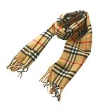 バーバリー BURBERRY マフラー ストール ノバチェック カシミヤ フリンジ マルチカラー 茶 ブラウン 黒 ブラック /SS ■OS