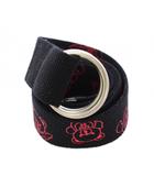 ヒステリックグラマー HYSTERIC GLAMOUR ファックベア Dリングキャンバスベルト プリント バイカラー くまモチーフ 黒 ブラック ピンク /BB