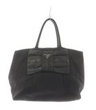 プラダ PRADA ハンドバッグ リボン ナイロン 黒 ブラック /AN4 ■OH