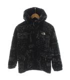 ザノースフェイス THE NORTH FACE フリースジャケット 総柄 ロゴ フード アウター 160 黒 ブラック /AN22