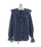 フリークスストア FREAKS STORE シャツ ブラウス F インディゴ 長袖 ビッグカラー フリルスリーブ /NS