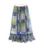 イエナ IENA LA BOUCLE フレアスカート ロング 総柄 花柄 イージー レース 38 マルチカラー ベージュ 緑 グリーン 青 ブルー 21060914810010 /AN33