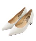 セルジオロッシ Sergio rossi パンプス ポインテッドトゥ チャンキーヒール スエード ワンカラー 34 ライトグレー /BB