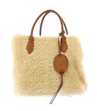 ポロ ラルフローレン POLO RALPH LAUREN BELLPORT TOTE ベルポートトートバッグ ハンドバッグ ボア レザー 牛革 ウール 切替 バイカラー ロゴチャーム ベージュ 茶 ブラウン /BB