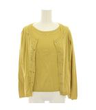 アンサンブル カーディガン 長袖 カットソー 半袖 ビジュー スパンコール MJ-40 黄 イエロー /YT