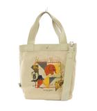 ハンティングワールド HUNTING WORLD ボルネオチャリティー 2WAY トートバッグ ハンドバッグ ショルダーバッグ キャンバス ロゴ プリント ベージュ /BB