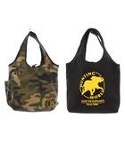 ハンティングワールド HUNTING WORLD 15th トートバッグ ハンドバッグ リバーシブル ロゴ フリース カモフラ 迷彩柄 黒 ブラック カーキ /BB
