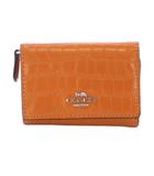 コーチ COACH クロコダイルエンボスドレザーマイクロウォレット 三つ折り財布 ウォッシュドオレンジ /KH