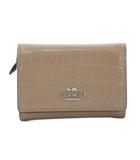 コーチ COACH クロコダイルエンボスドレザー 三つ折り財布 ベージュ ストーン /KH