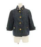 バーバリー ロンドン BURBERRY LONDON デニムジャケット ブルゾン 七分袖 麻 リネン 38 紺 ネイビー FCA26-426-32 /HN