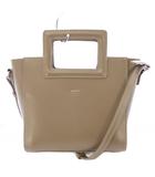 ヤーキ YAHKI スクエアハンドルショルダーバッグ 2WAY ハンドバッグ ワンカラー 無地 グレージュ YH-265 /BB