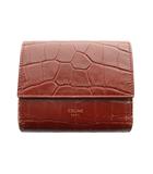 セリーヌ CELINE トリフォールドウォレット 三つ折り財布 クロコ型押し ボルドー /SS ■OS ■OH