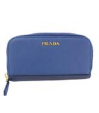 プラダ PRADA キーケース ラウンドファスナー 6連 サフィアーノ レザー 青 /TK ■OH