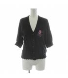 ヒステリックグラマー HYSTERIC GLAMOUR カーディガン 5分袖 星 スター 刺繍 F 黒 ブラック /AN70