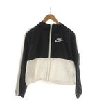 ナイキ NIKE フルジップナイロンジャケット 上着 S 黒 ブラック 白 ホワイト 長袖 フード付き /RR