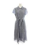 リネン シルク混 ワンピース ロング 半袖 M グレー GBEHG-33390 /☆G