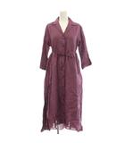リネン ワンピース ロング 麻 七分袖 M 紫 パープル GBEGG-26460 /☆G