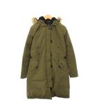 KENSINGTON PARKA ケンジントン ダウンコート アウター ロング丈 フード コヨーテファー ロゴ L カーキ /BB