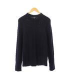 ニット セーター 長袖 クルーネック ワンカラー ウール L 紺 ネイビー /BB