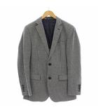 テーラードジャケット ブレザー チェック ウール混 背抜き M ネイビー 紺 51D12-212-27 /☆G