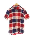 ブラックレーベルクレストブリッジ BLACK LABEL CRESTBRIDGE 半袖 シャツ チェック柄 ボタンダウン 2 赤 ネイビー 51M38-391-17 /☆G