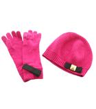 ケイトスペード KATE SPADE 2点セット ニット帽 帽子 ニット手袋 ウール ピンク /MI