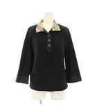 バーバリー ロンドン BURBERRY LONDON ポロシャツ 長袖 オープンカラー ハーフボタン 切替 ストレッチ 5 黒 ブラック /BB