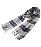 ジョンストンズオブエルガン Johnstons of Elgin マフラー フリンジ カシミヤ チェック柄 紺 ネイビー グレー /BB