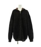 ミッソーニ MISSONI ニットパーカー ジップアップ 長袖 モヘヤ ウール混 48 黒 ブラック オレンジ系 /KU