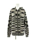 ミッソーニ MISSONI ニットパーカー 長袖 ジップアップ 総柄 パイル生地 48 黒 ブラック グレー /KU