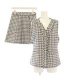 スナイデル SNIDEL 25AW ツイードジレ セットアップ ベスト シングル Vネック フレアスカート ひざ丈 バイカラー F 黒 ブラック 白 ホワイト SWFV254161 /BB