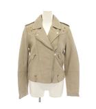 マンゴ MNG ライダースジャケット ダブル アウター ラムレザー タグ付き S ベージュ 63050081 /YT