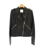 マンゴ MNG ライダースジャケット レザージャケット 羊革 ジップアップ S 黒 /TK