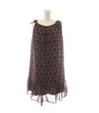 バーバリーブルーレーベル BURBERRY BLUE LABEL ワンピース 36 赤 レッド 紺 ネイビー ドット柄 ノースリーブ 裾フリル ひざ丈 E1J09-610-38 /AN53