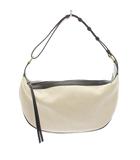 ザラ ZARA ショルダーバッグ キャンバス フェイクレザー 麻 リネン アイボリー 黒 ブラック 6020/410/719 /YT