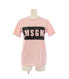 エムエスジーエム MSGM Tシャツ カットソー 半袖 クルーネック ロゴ プリント ストレッチ XS ピンク /BB