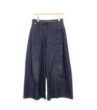 シャネル CHANEL 23年製 ロゴ バックル デニムパンツ ジーンズ ワイド 36 青 P74945V66449 /KH