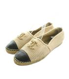 シャネル CHANEL エスパドリーユ スリッポン キャップトゥ 38 25.0cm ベージュ BG36368 /MI