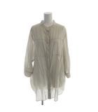 シャツ ブラウス 46 グレー ベージュ バンドカラー 七分袖 シアー /AP