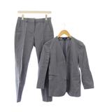 セットアップ ノーカラージャケット アウター 前開きトッパー スラックスパンツ ジップフライ ワンカラー 0 青 ブルー /BB