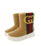 グッチ GUCCI ボアブーツ ショート丈 インターロッキングG シェリーライン 35 ベージュ 721058 /KH