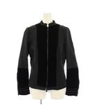 ボッテガヴェネタ BOTTEGA VENETA ノーカラージャケット アウター タイト ショート丈 ジップアップ ベロア 切替 ワンカラー 38 黒 ブラック /BB